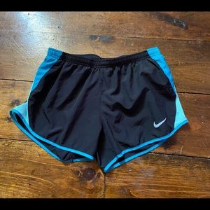 nike athletic shorts ( black w/ blue detailing )